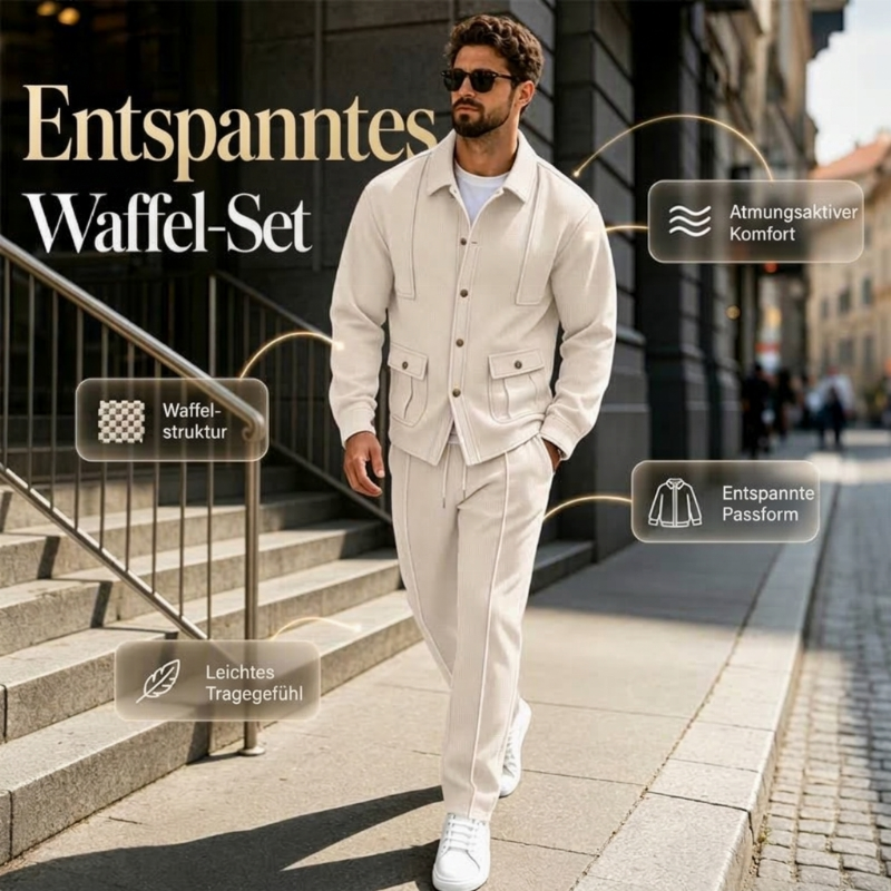📢🎉50%Rabatt!!!🛍️✨Herren-Set aus Waffelstrick-Cardigan-Jacke und Hose