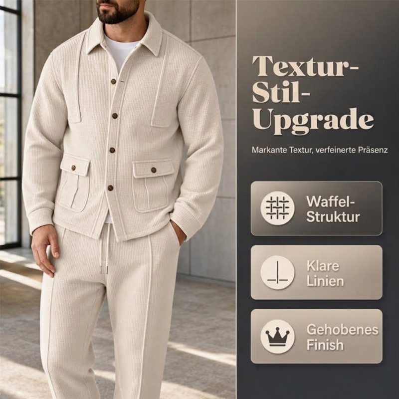 📢🎉50%Rabatt!!!🛍️✨Herren-Set aus Waffelstrick-Cardigan-Jacke und Hose