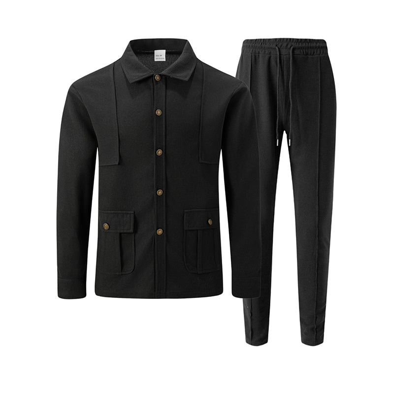 📢🎉50%Rabatt!!!🛍️✨Herren-Set aus Waffelstrick-Cardigan-Jacke und Hose