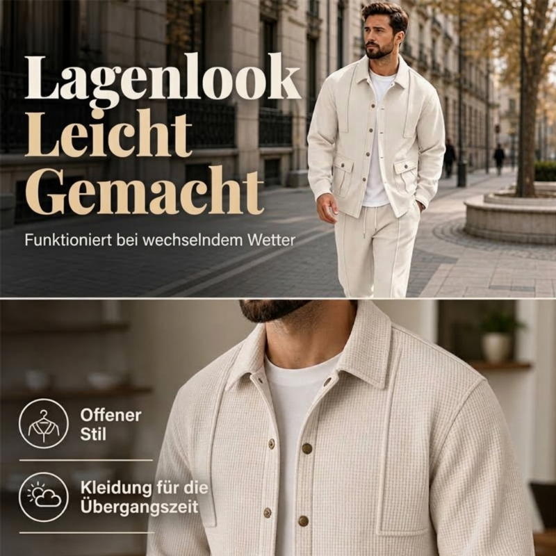 📢🎉50%Rabatt!!!🛍️✨Herren-Set aus Waffelstrick-Cardigan-Jacke und Hose