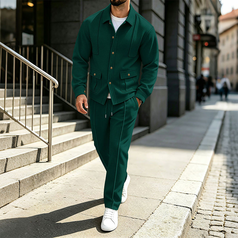 📢🎉50%Rabatt!!!🛍️✨Herren-Set aus Waffelstrick-Cardigan-Jacke und Hose