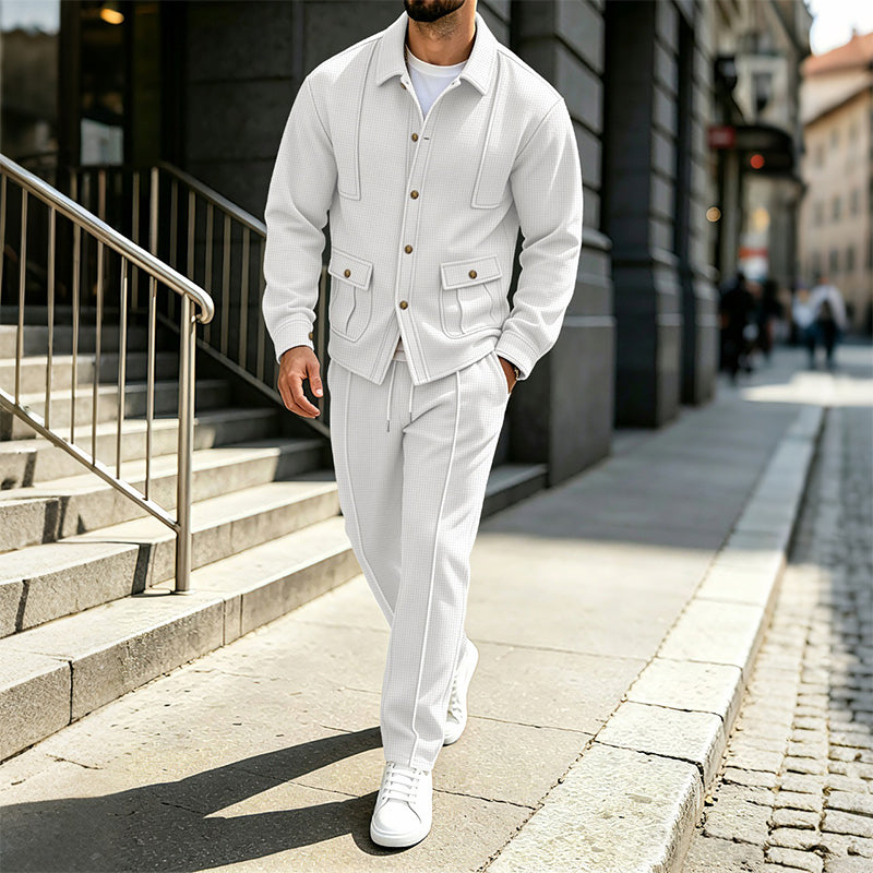 📢🎉50%Rabatt!!!🛍️✨Herren-Set aus Waffelstrick-Cardigan-Jacke und Hose