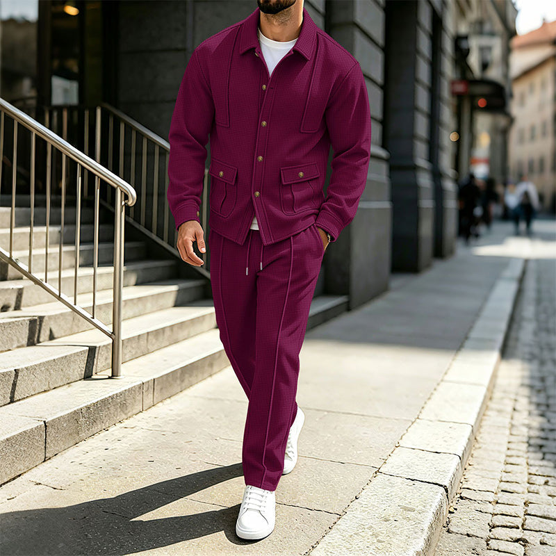 📢🎉50%Rabatt!!!🛍️✨Herren-Set aus Waffelstrick-Cardigan-Jacke und Hose