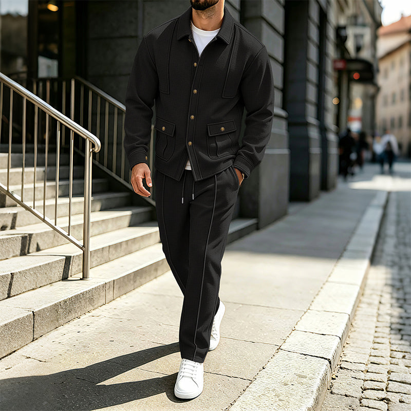 📢🎉50%Rabatt!!!🛍️✨Herren-Set aus Waffelstrick-Cardigan-Jacke und Hose