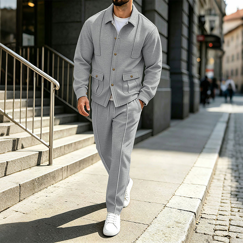 📢🎉50%Rabatt!!!🛍️✨Herren-Set aus Waffelstrick-Cardigan-Jacke und Hose