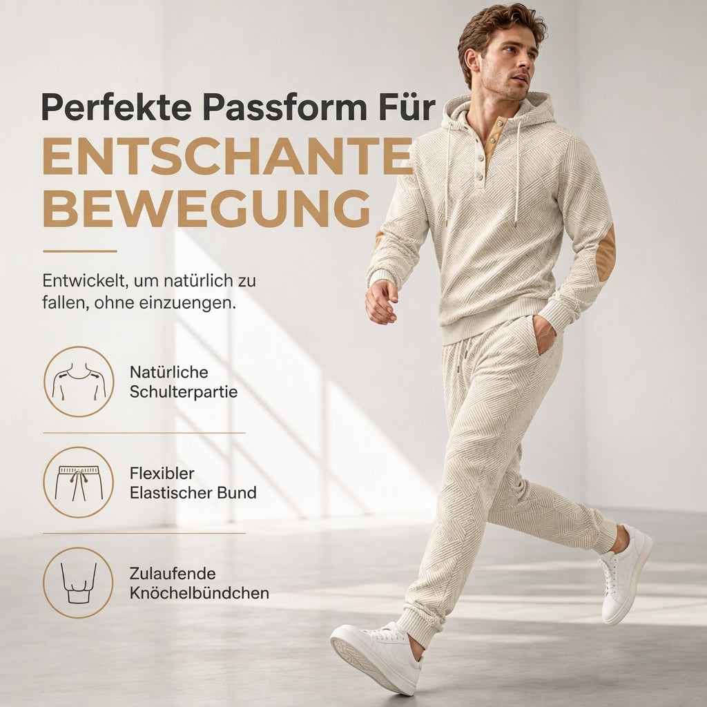📢🎉50%Rabatt!!!🛍️✨Herren 2-teiliges Jacquard Kapuzenpullover Set Herbst Winter lässiger Kapuzen-Sweatshirt und Sweathose Trainingsanzug