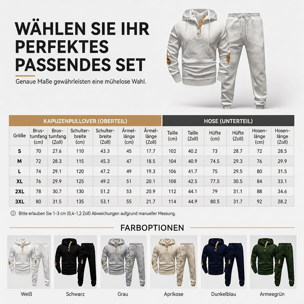 📢🎉50%Rabatt!!!🛍️✨Herren 2-teiliges Jacquard Kapuzenpullover Set Herbst Winter lässiger Kapuzen-Sweatshirt und Sweathose Trainingsanzug