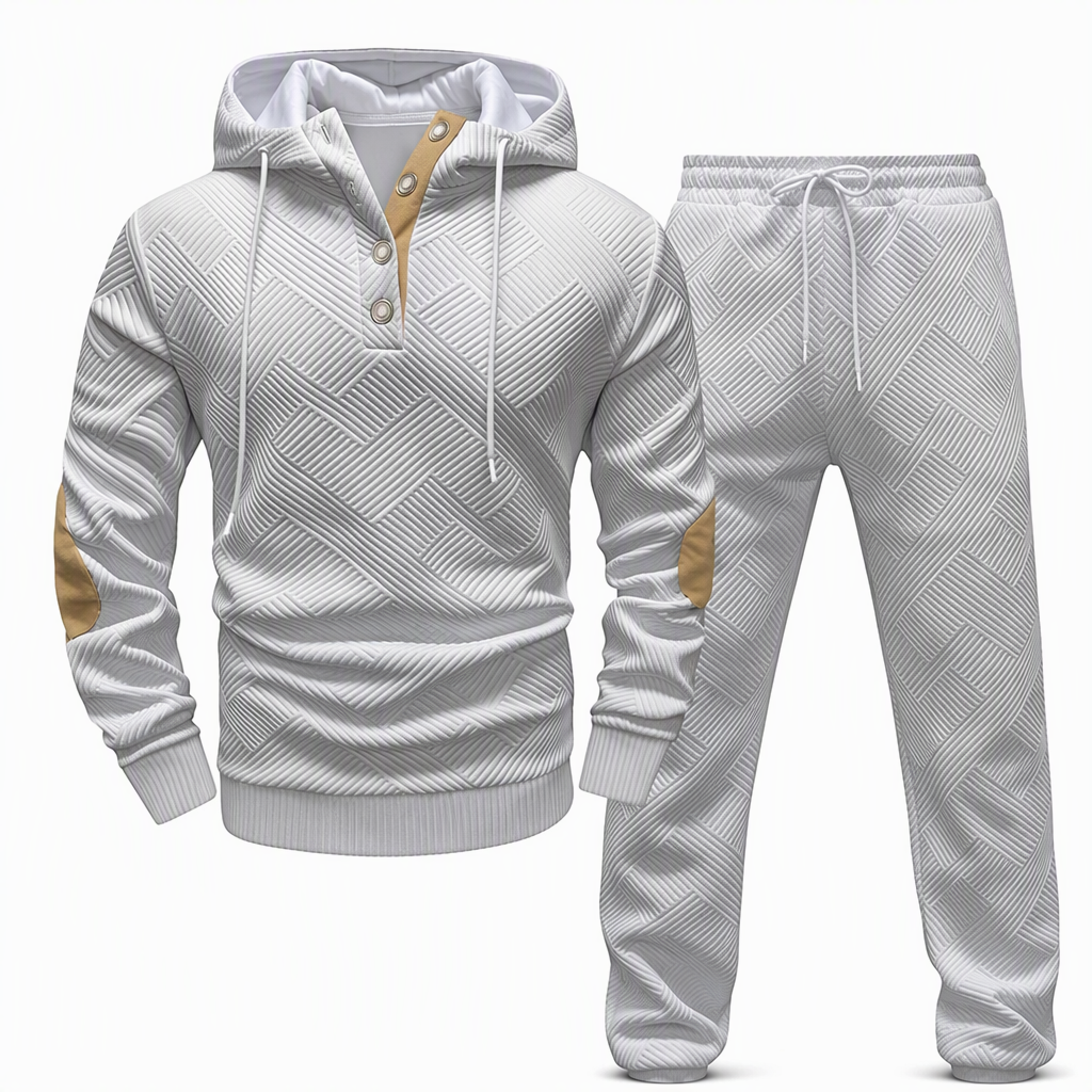 📢🎉50%Rabatt!!!🛍️✨Herren 2-teiliges Jacquard Kapuzenpullover Set Herbst Winter lässiger Kapuzen-Sweatshirt und Sweathose Trainingsanzug