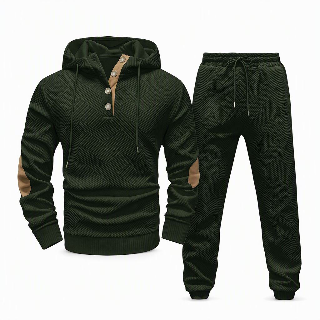 📢🎉50%Rabatt!!!🛍️✨Herren 2-teiliges Jacquard Kapuzenpullover Set Herbst Winter lässiger Kapuzen-Sweatshirt und Sweathose Trainingsanzug