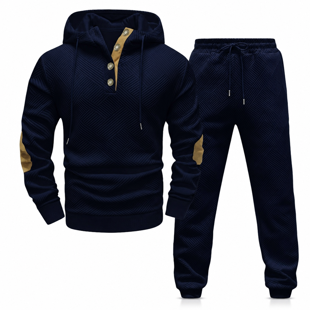 📢🎉50%Rabatt!!!🛍️✨Herren 2-teiliges Jacquard Kapuzenpullover Set Herbst Winter lässiger Kapuzen-Sweatshirt und Sweathose Trainingsanzug
