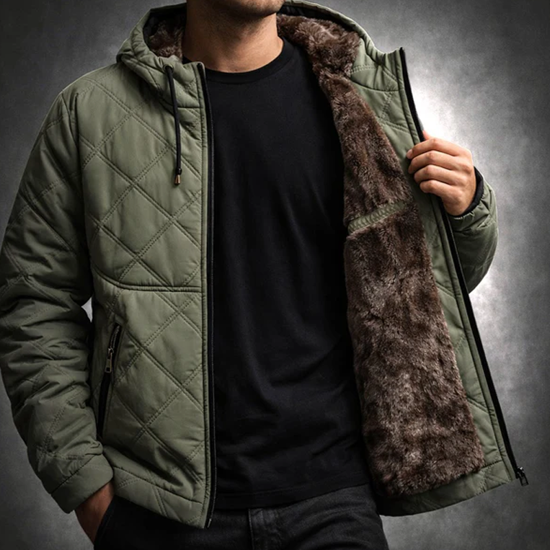 🔥Beliebtes Produkt ！✨Winterjacke für Herren mit Kapuze und Plüschfutter