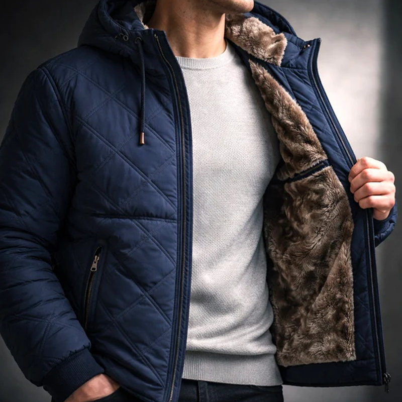 🔥Beliebtes Produkt ！✨Winterjacke für Herren mit Kapuze und Plüschfutter