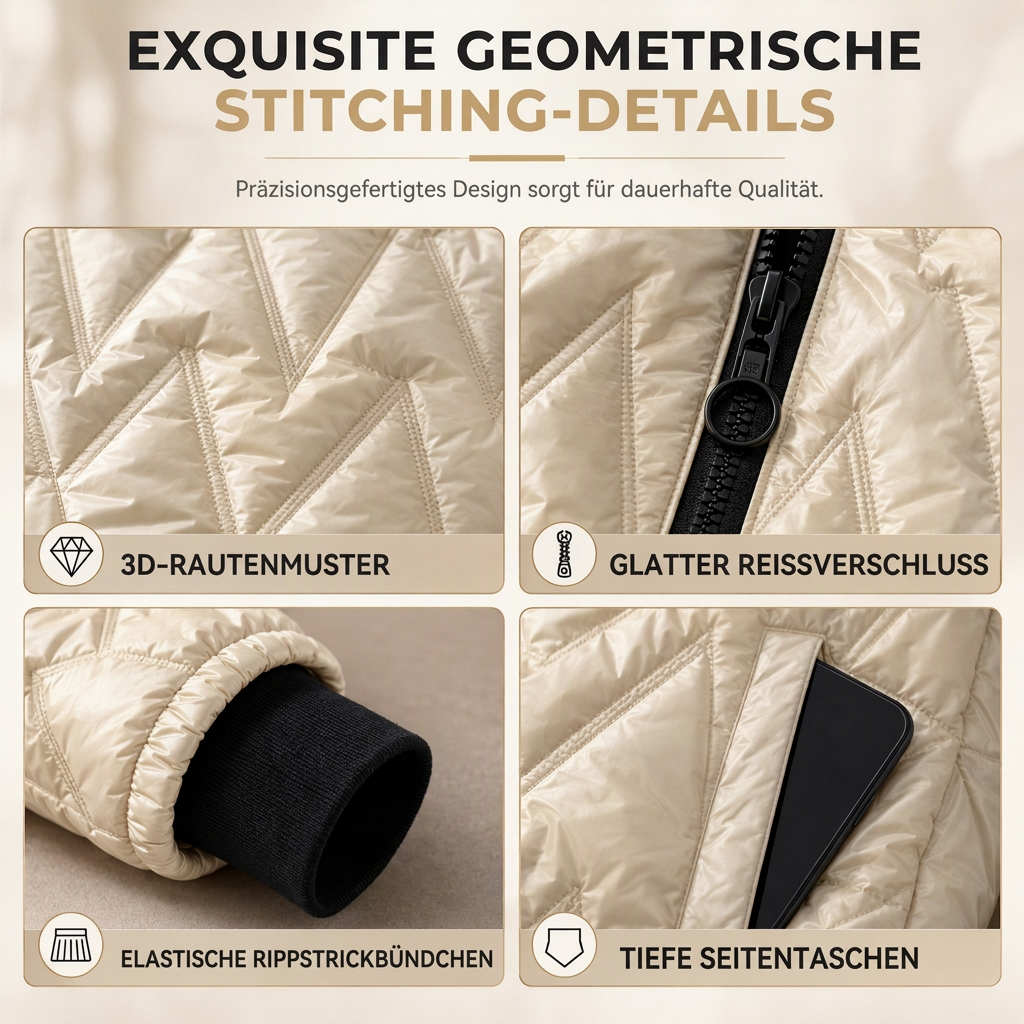 Damen lockerer sitzender Kapuzenmantel aus Baumwoll-Patchwork mit langen Ärmeln für Herbst und Winter