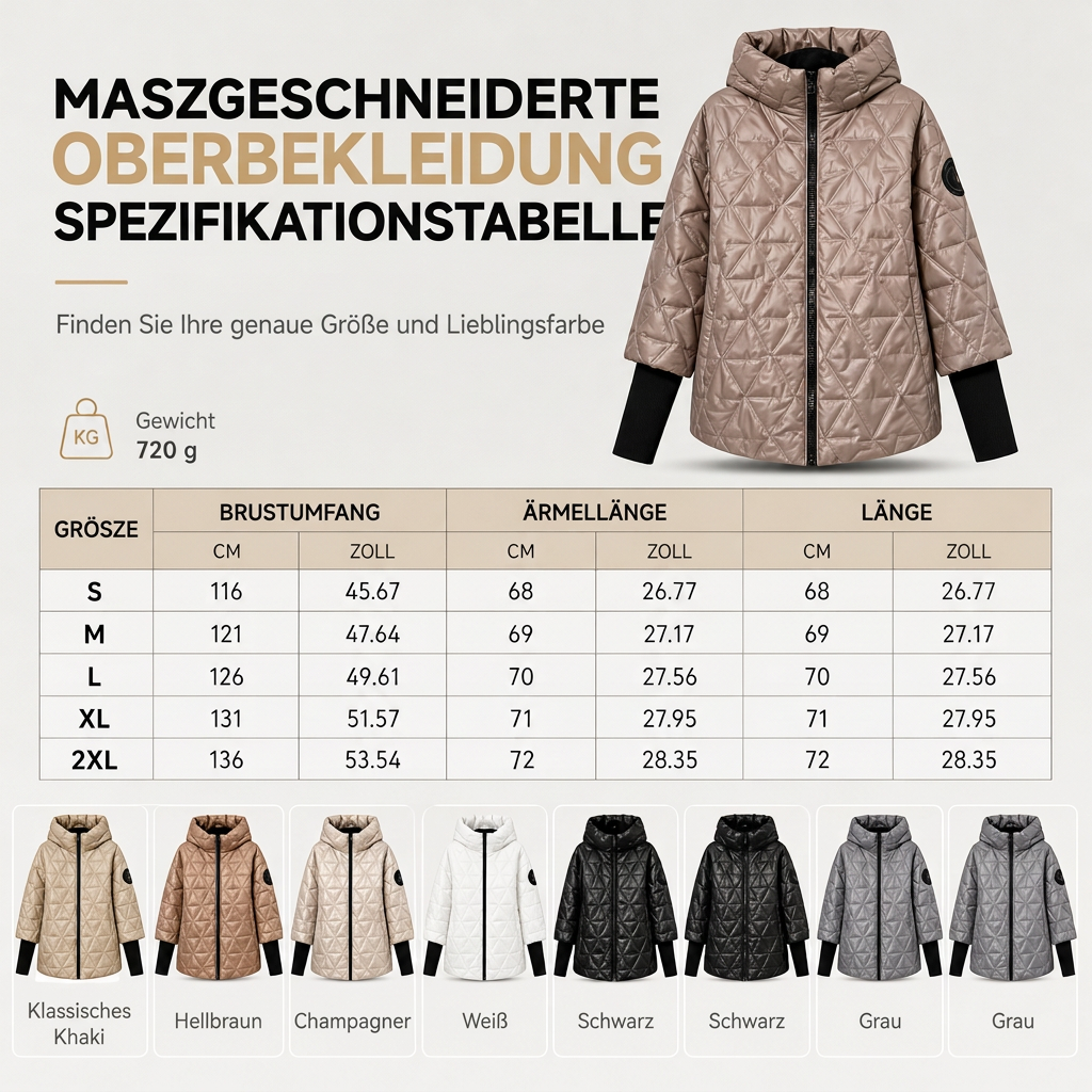 Damen lockerer sitzender Kapuzenmantel aus Baumwoll-Patchwork mit langen Ärmeln für Herbst und Winter