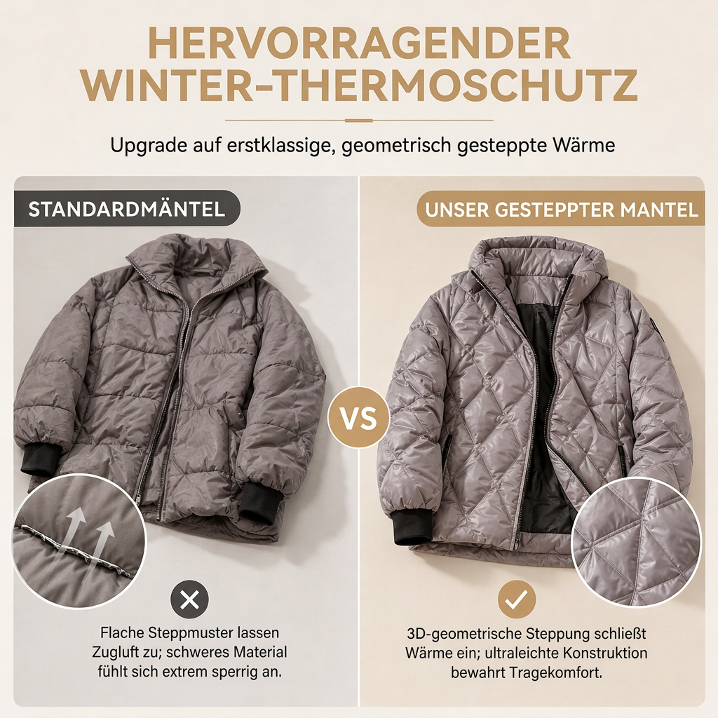 Damen lockerer sitzender Kapuzenmantel aus Baumwoll-Patchwork mit langen Ärmeln für Herbst und Winter