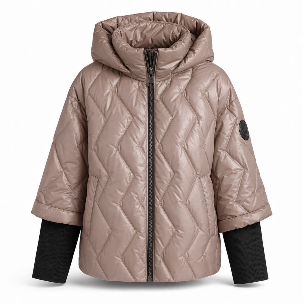 Damen lockerer sitzender Kapuzenmantel aus Baumwoll-Patchwork mit langen Ärmeln für Herbst und Winter