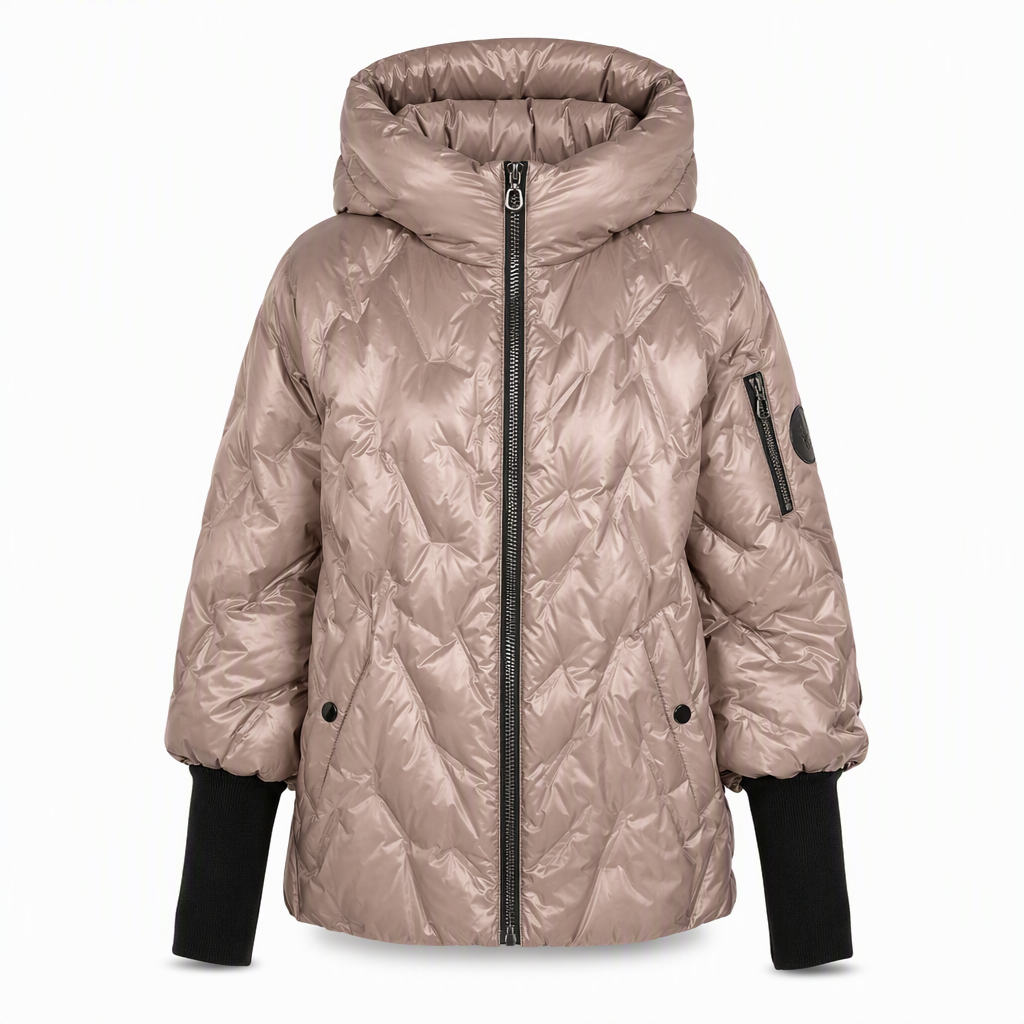 Damen lockerer sitzender Kapuzenmantel aus Baumwoll-Patchwork mit langen Ärmeln für Herbst und Winter