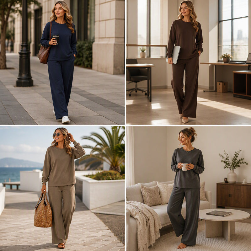 📢🎉50%Rabatt!!!🛍️✨Zweiteiler für Damen: Locker sitzendes Oberteil & Weithose