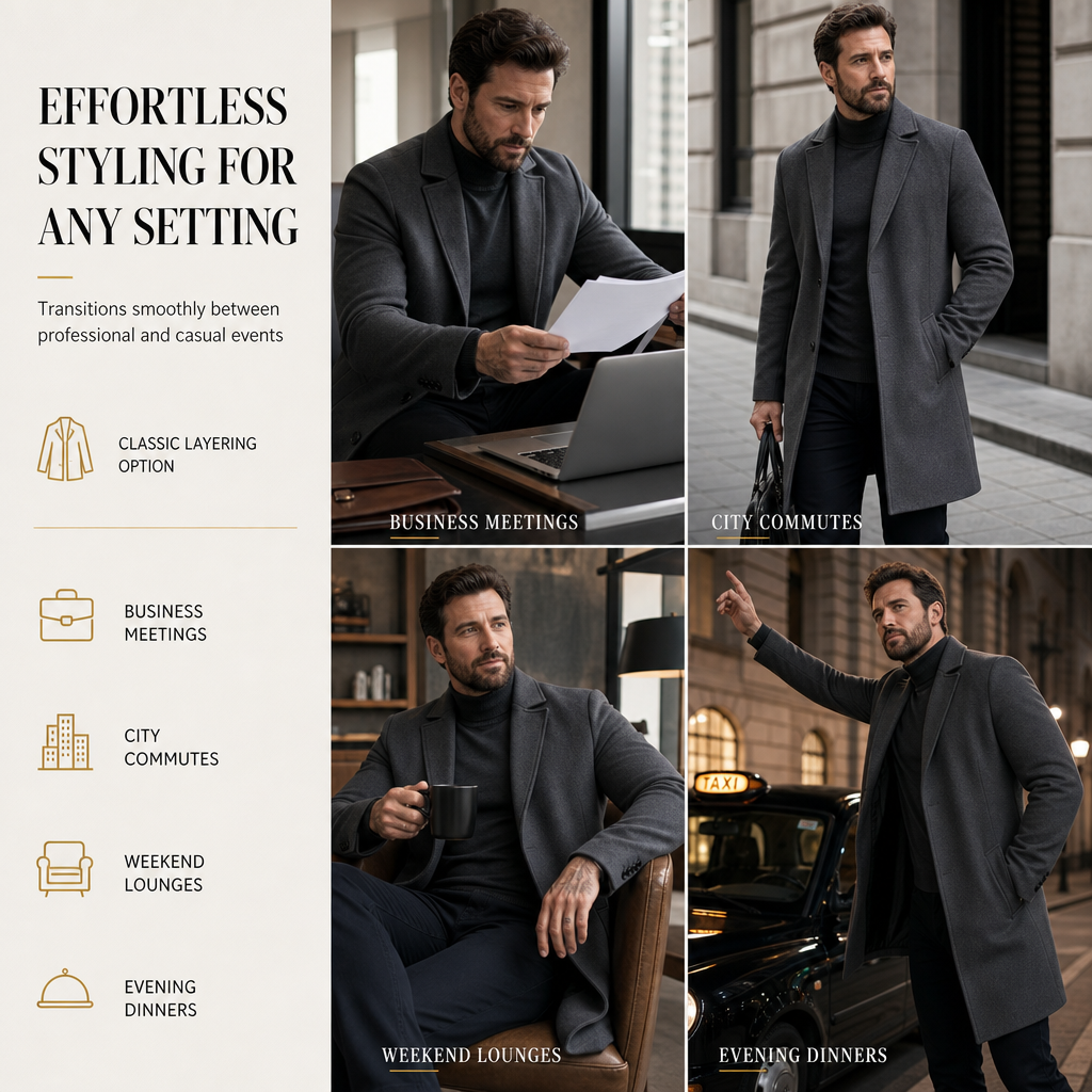 📢🎉50%Rabatt!!!🛍️✨Klassischer einreihiger Trenchcoat für Herren, Business-Casual Premium Windbreaker