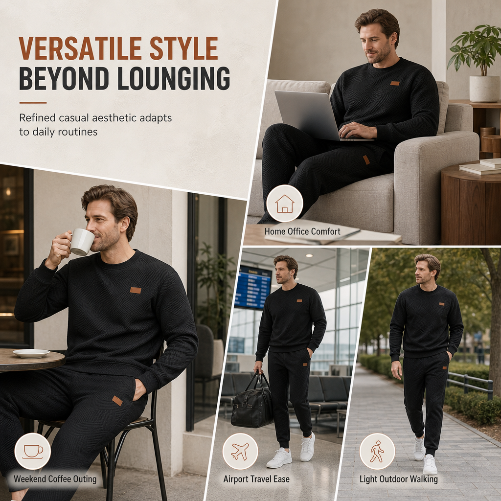 Herren Freizeit Strickset Herbst Winter Rundhals Jacquard Strickpullover Set