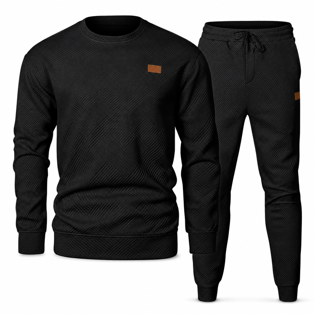 Herren Freizeit Strickset Herbst Winter Rundhals Jacquard Strickpullover Set
