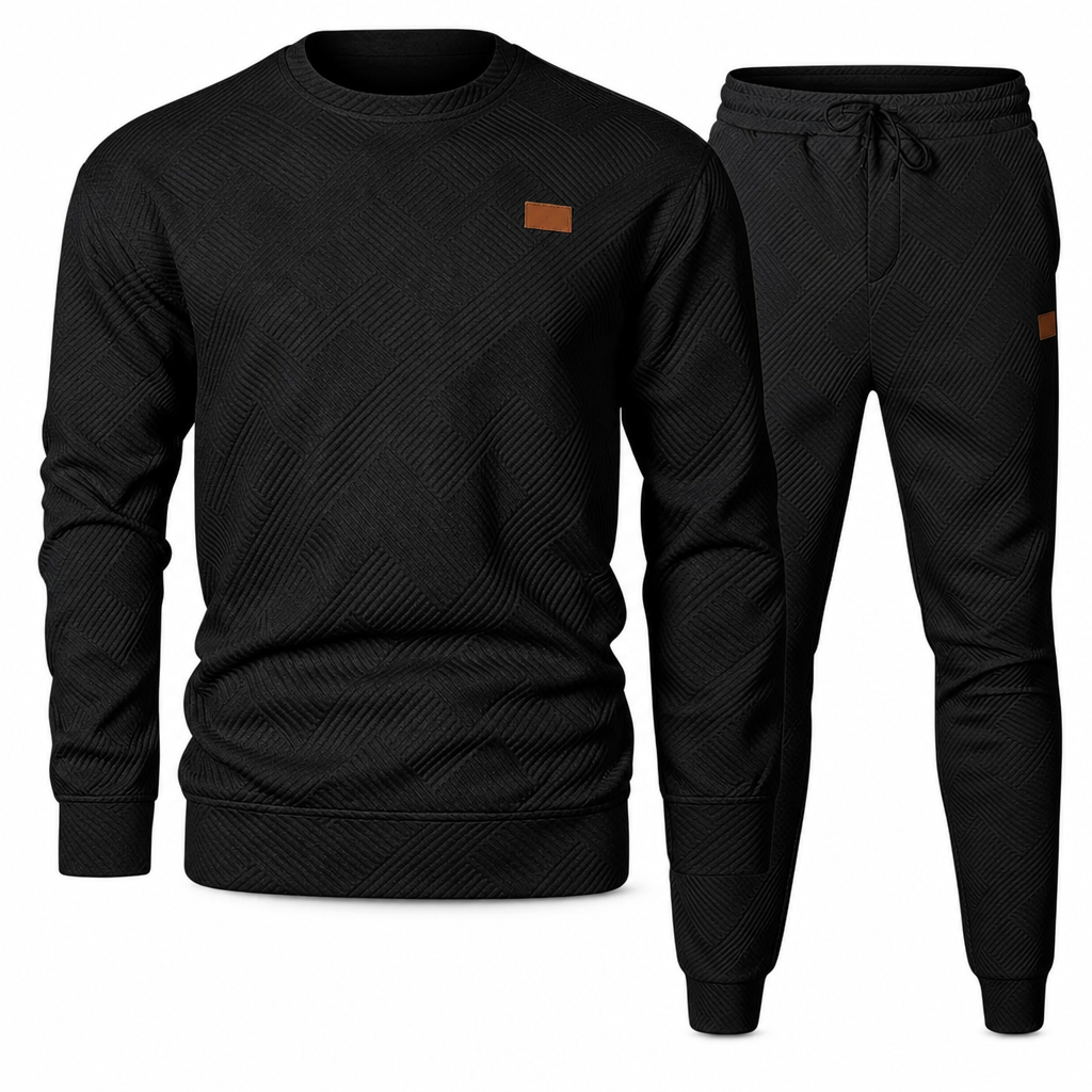 Herren Freizeit Strickset Herbst Winter Rundhals Jacquard Strickpullover Set