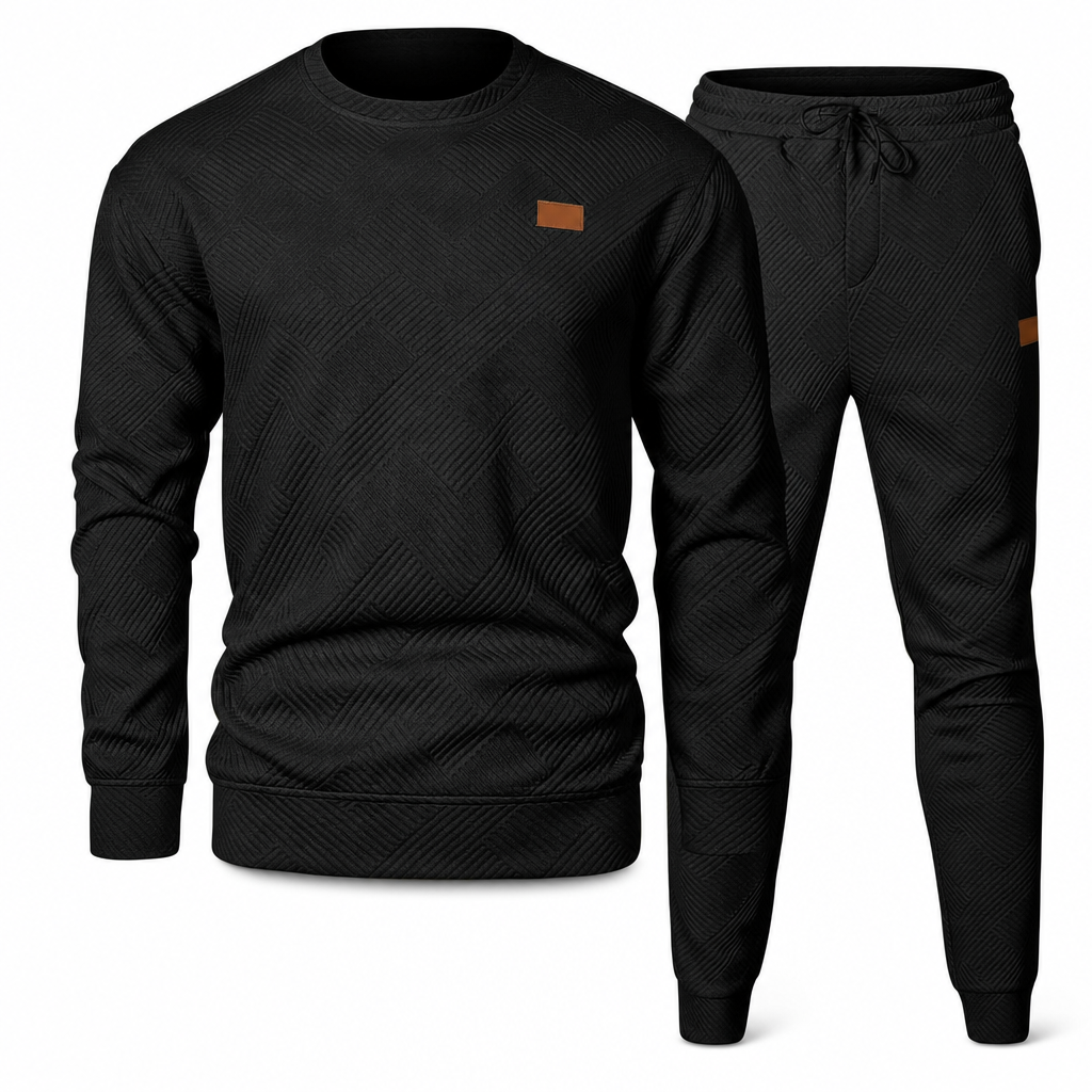 Herren Freizeit Strickset Herbst Winter Rundhals Jacquard Strickpullover Set