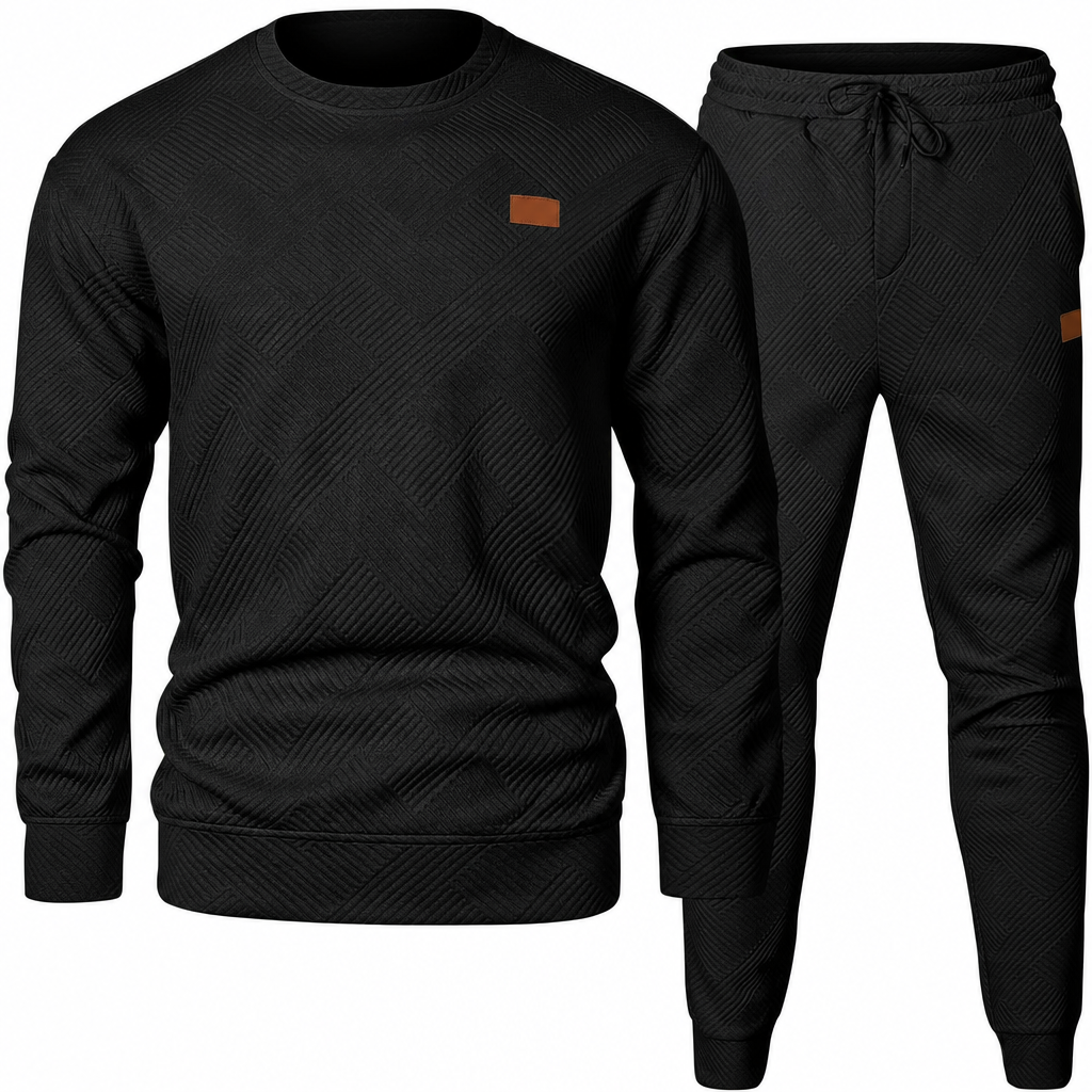 Herren Freizeit Strickset Herbst Winter Rundhals Jacquard Strickpullover Set