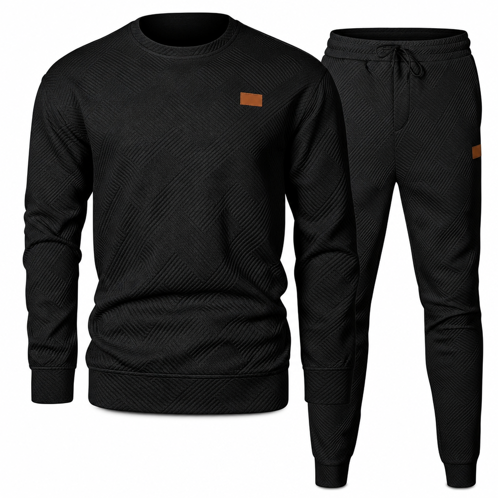 Herren Freizeit Strickset Herbst Winter Rundhals Jacquard Strickpullover Set