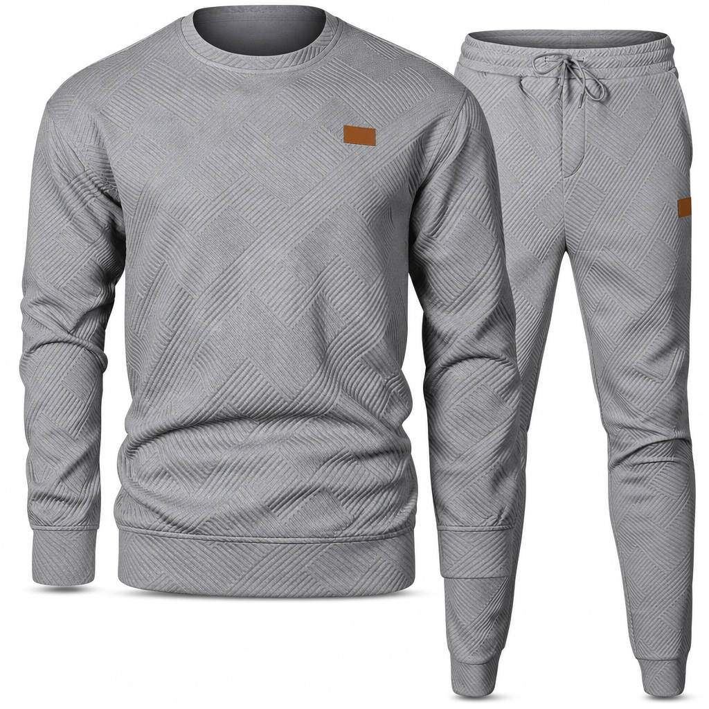 Herren Freizeit Strickset Herbst Winter Rundhals Jacquard Strickpullover Set