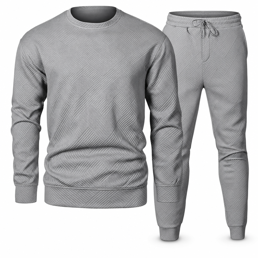 Herren Freizeit Strickset Herbst Winter Rundhals Jacquard Strickpullover Set
