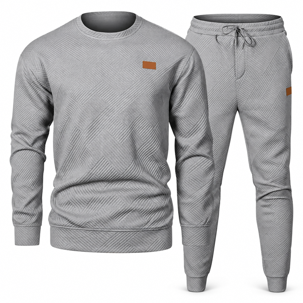Herren Freizeit Strickset Herbst Winter Rundhals Jacquard Strickpullover Set