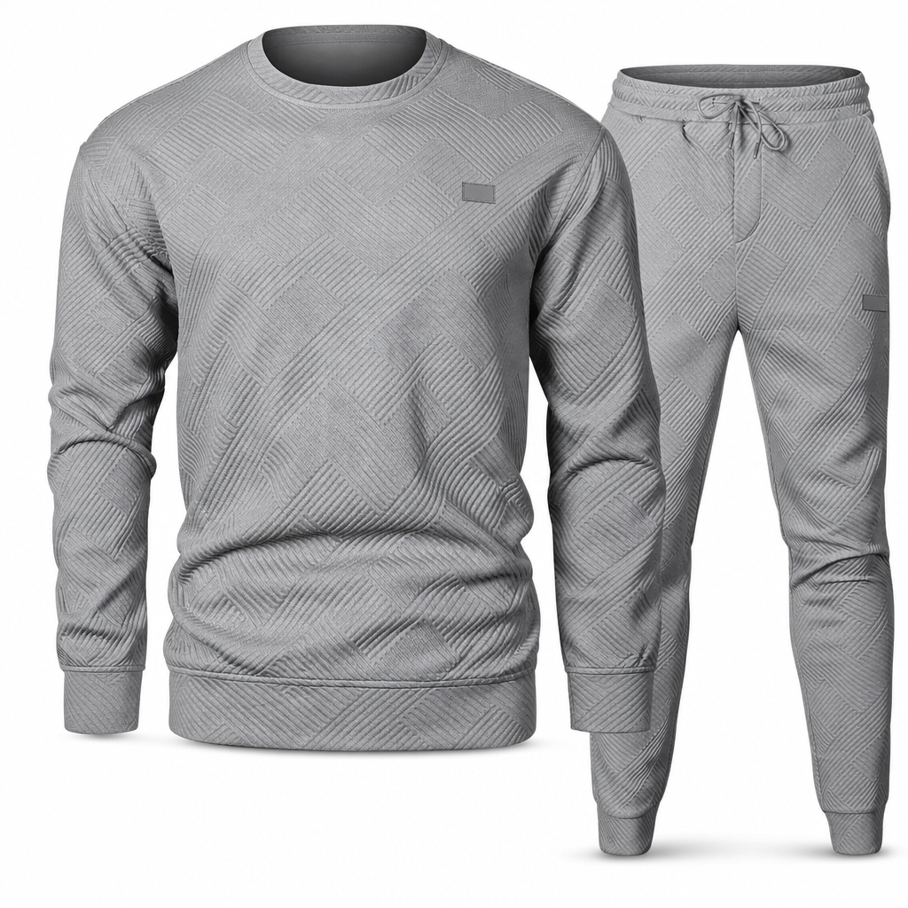 Herren Freizeit Strickset Herbst Winter Rundhals Jacquard Strickpullover Set