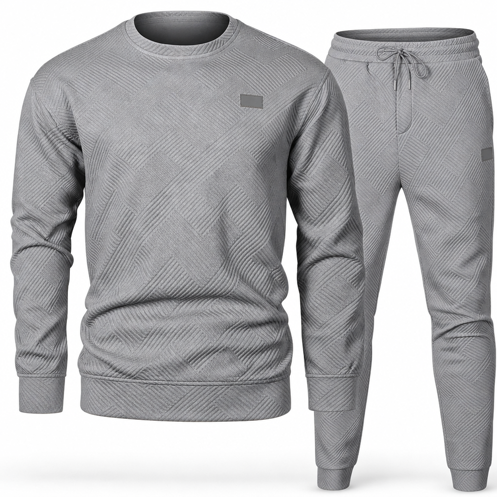 Herren Freizeit Strickset Herbst Winter Rundhals Jacquard Strickpullover Set