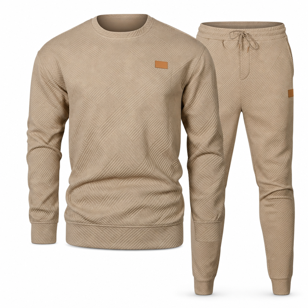 Herren Freizeit Strickset Herbst Winter Rundhals Jacquard Strickpullover Set
