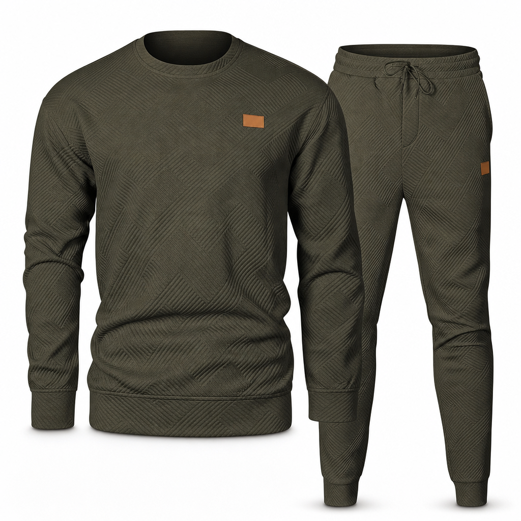 Herren Freizeit Strickset Herbst Winter Rundhals Jacquard Strickpullover Set