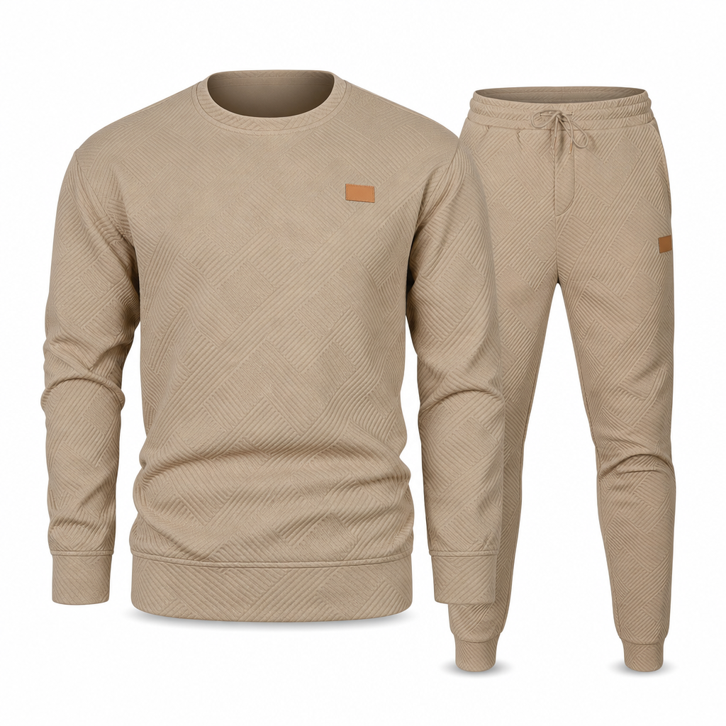 Herren Freizeit Strickset Herbst Winter Rundhals Jacquard Strickpullover Set