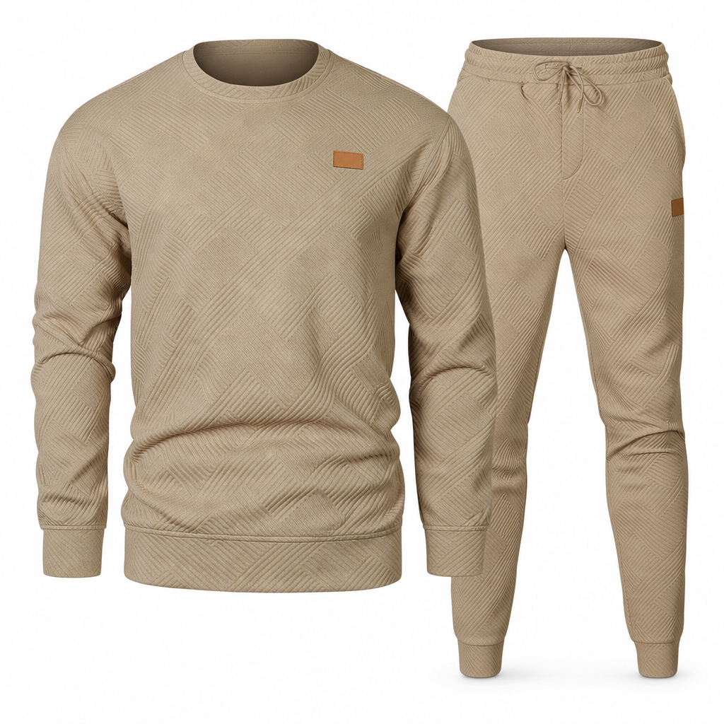 Herren Freizeit Strickset Herbst Winter Rundhals Jacquard Strickpullover Set