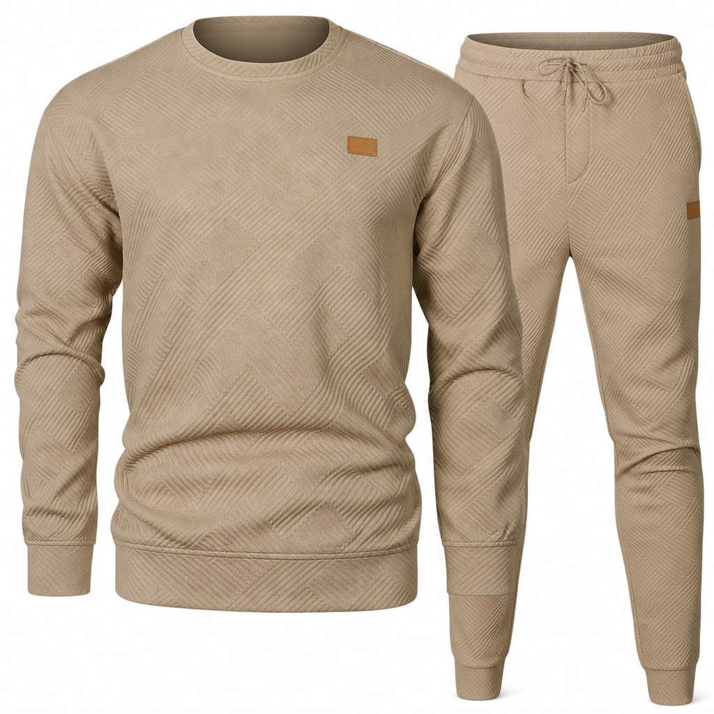 Herren Freizeit Strickset Herbst Winter Rundhals Jacquard Strickpullover Set