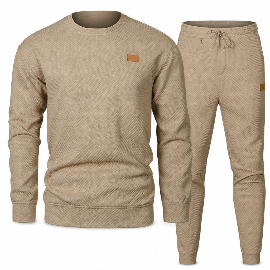 Herren Freizeit Strickset Herbst Winter Rundhals Jacquard Strickpullover Set