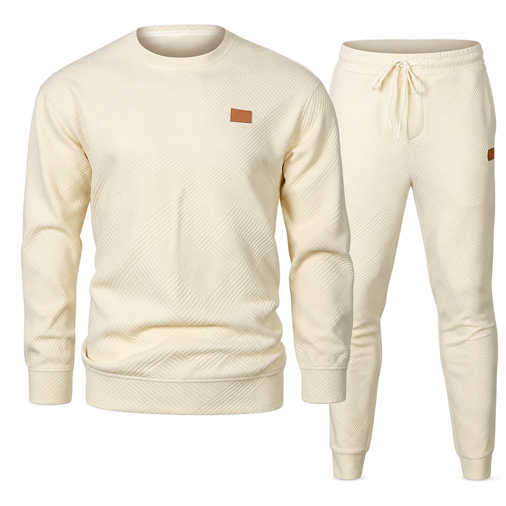 Herren Freizeit Strickset Herbst Winter Rundhals Jacquard Strickpullover Set