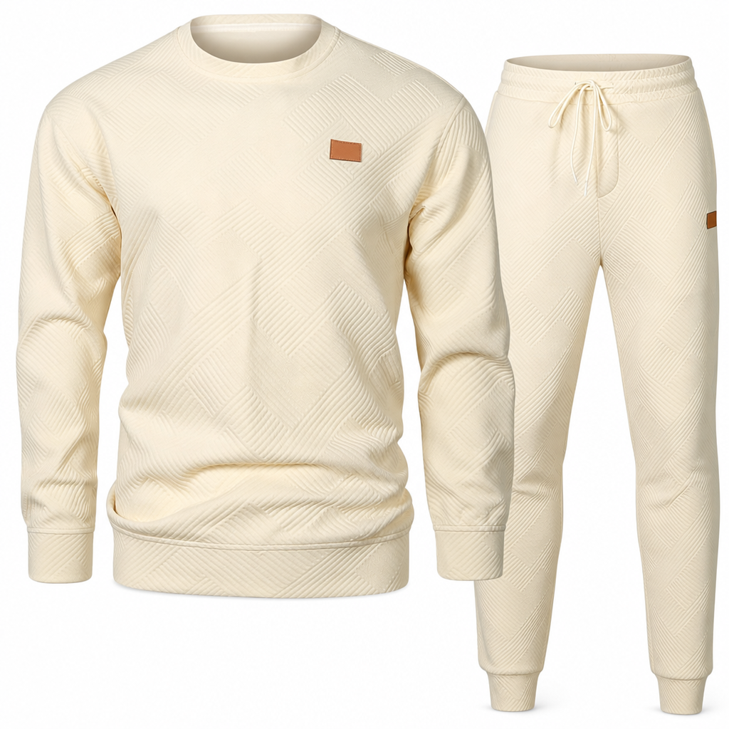 Herren Freizeit Strickset Herbst Winter Rundhals Jacquard Strickpullover Set