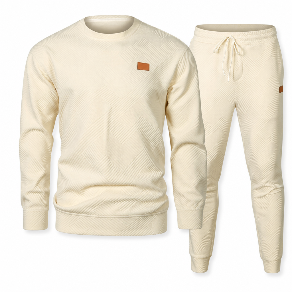 Herren Freizeit Strickset Herbst Winter Rundhals Jacquard Strickpullover Set