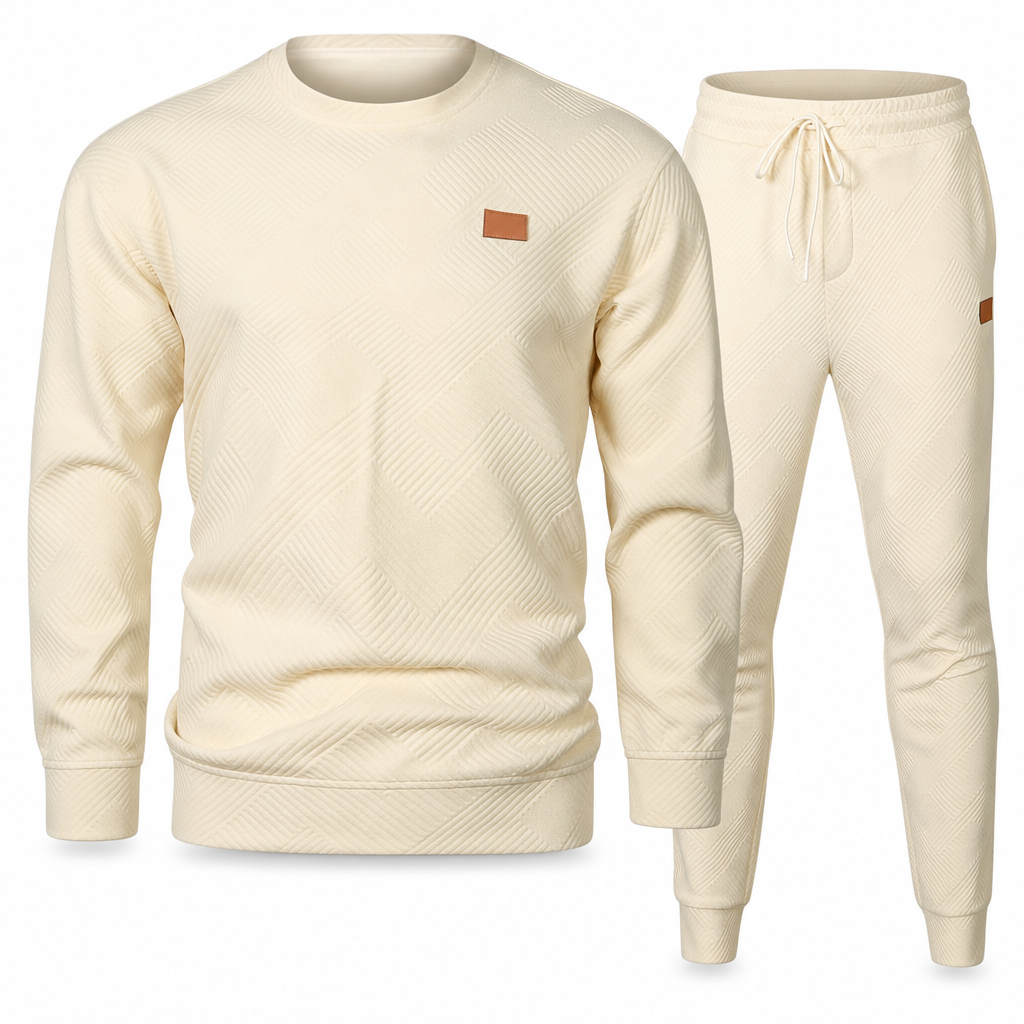 Herren Freizeit Strickset Herbst Winter Rundhals Jacquard Strickpullover Set