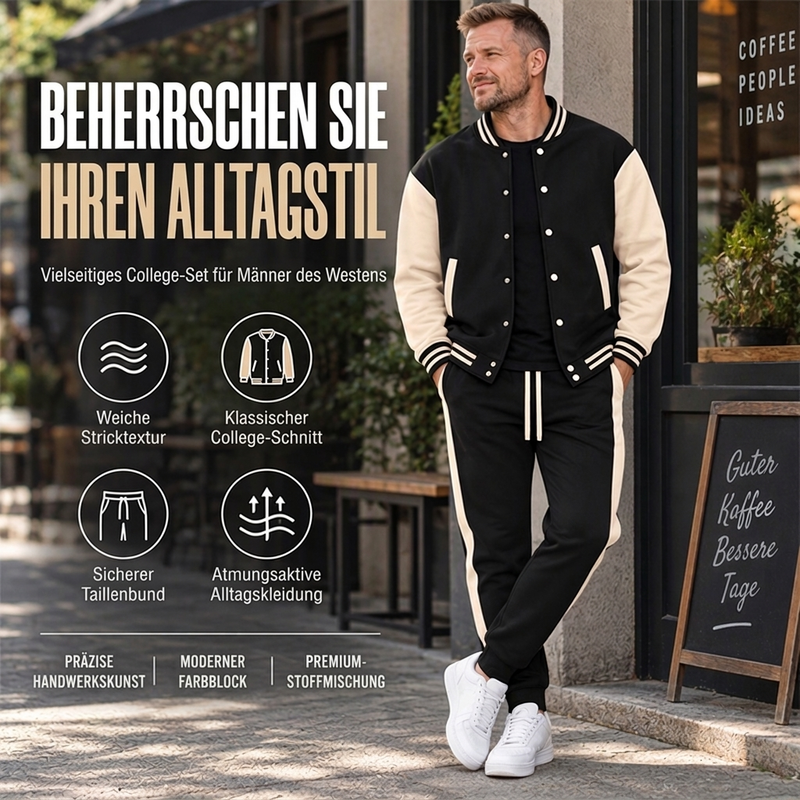 Herren-Baseballjacke und Hose im Color-Block-Design (Set)