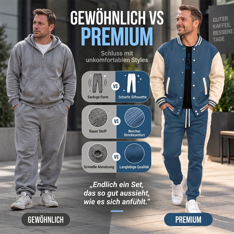 Herren-Baseballjacke und Hose im Color-Block-Design (Set)