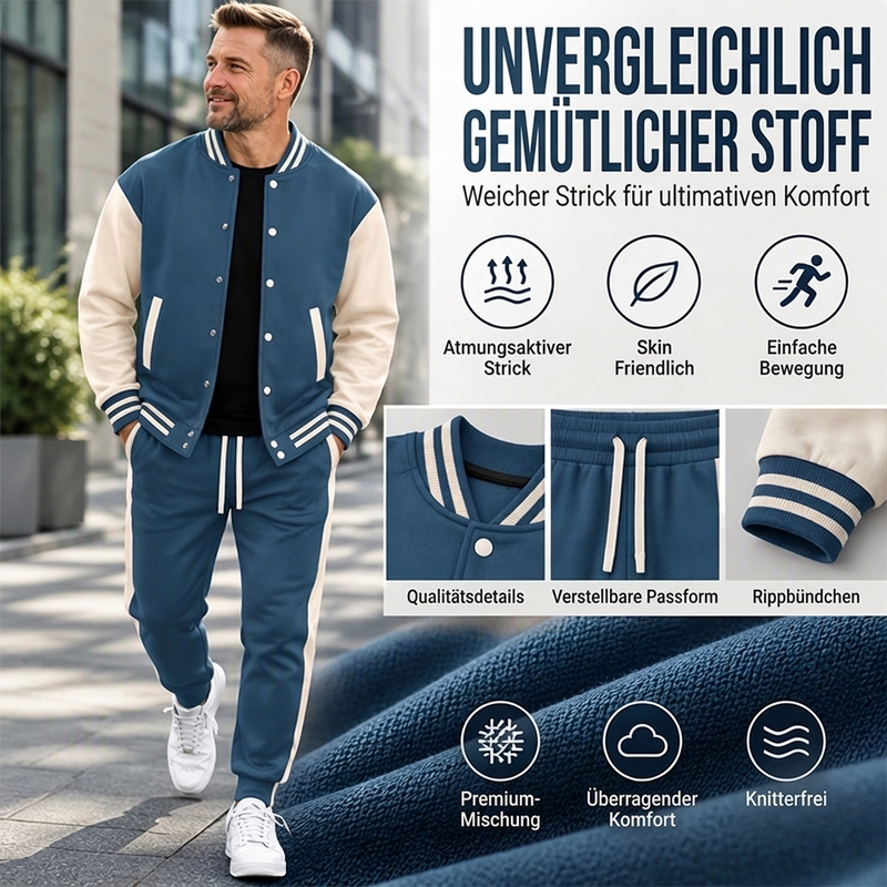 Herren-Baseballjacke und Hose im Color-Block-Design (Set)