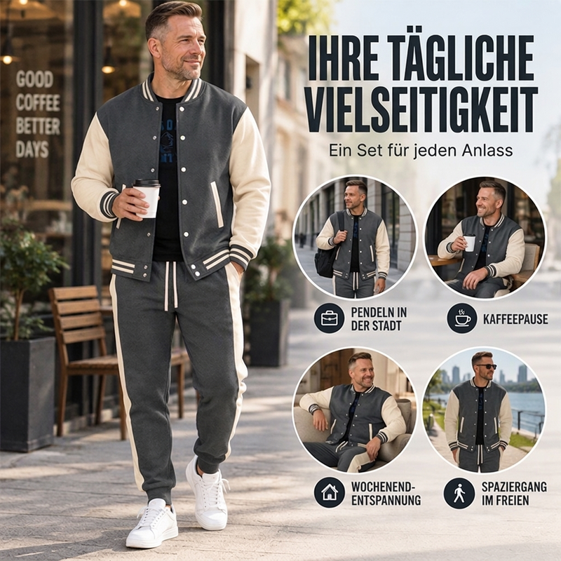 Herren-Baseballjacke und Hose im Color-Block-Design (Set)