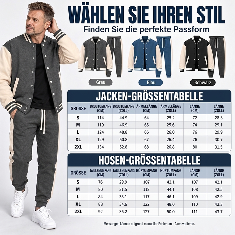 Herren-Baseballjacke und Hose im Color-Block-Design (Set)
