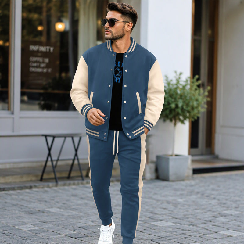 Herren-Baseballjacke und Hose im Color-Block-Design (Set)